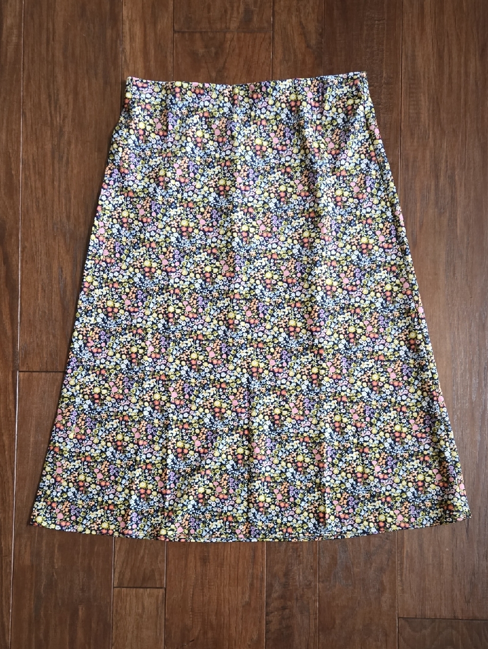 LOFT Floral A-Line Midi Skirt Medium